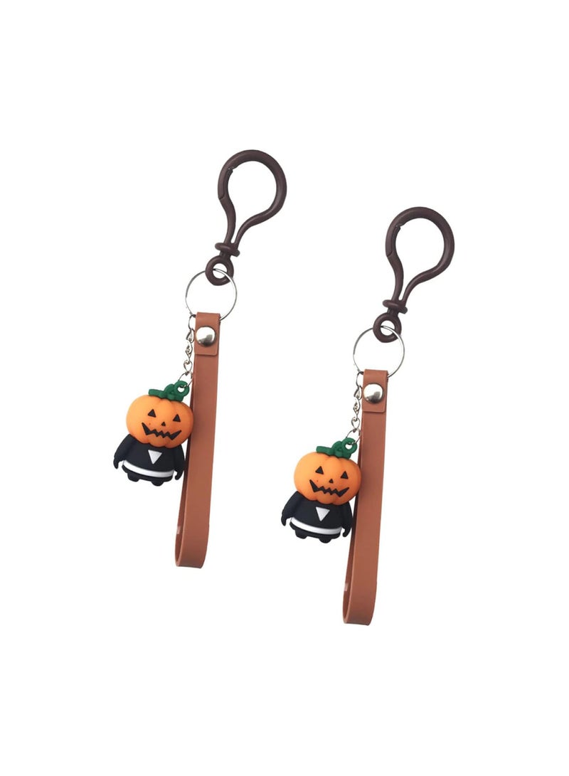 GGOOT 2pcs Halloween Keychains Halloween cute keychain Halloween keychain decoration Metal keychain Cute Pumpkin Car - Image 1