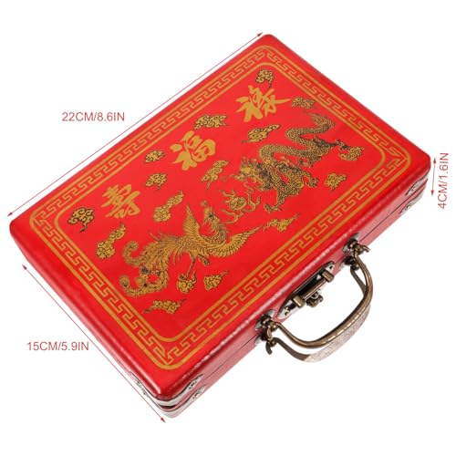 DIYEAH Wooden Chinese Mahjong Storage Case Traditional Treasure Box Mahjong TilesVintage Container 1Pc - Image 3