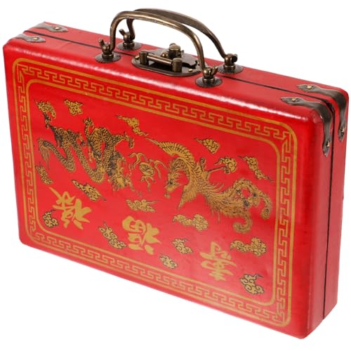 DIYEAH Wooden Chinese Mahjong Storage Case Traditional Treasure Box Mahjong TilesVintage Container 1Pc - Image 2