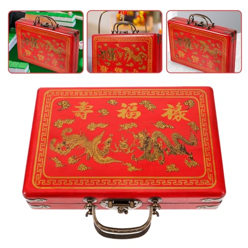 DIYEAH Wooden Chinese Mahjong Storage Case Traditional Treasure Box Mahjong TilesVintage Container 1Pc - Image 4
