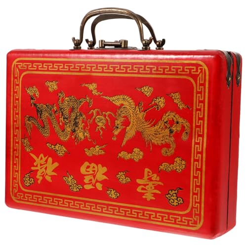 DIYEAH Wooden Chinese Mahjong Storage Case Traditional Treasure Box Mahjong TilesVintage Container 1Pc - Image 1