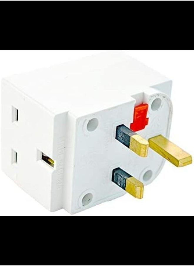 ABBASALI - 3 Way Socket Multi Plug Fused Adapter UK Mains 13 Amp 240v Ac 3 Socket Pack Of 3pcs - Image 1