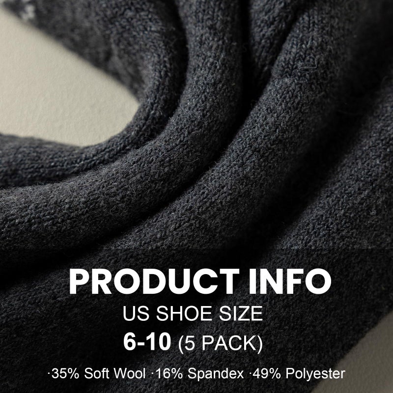 Pleneal Wool Socks for Women - 5 Pairs Womens Winter Wool Socks, Warm Winter Sock for Women Men Vintage Crew Sock Casual - Image 4