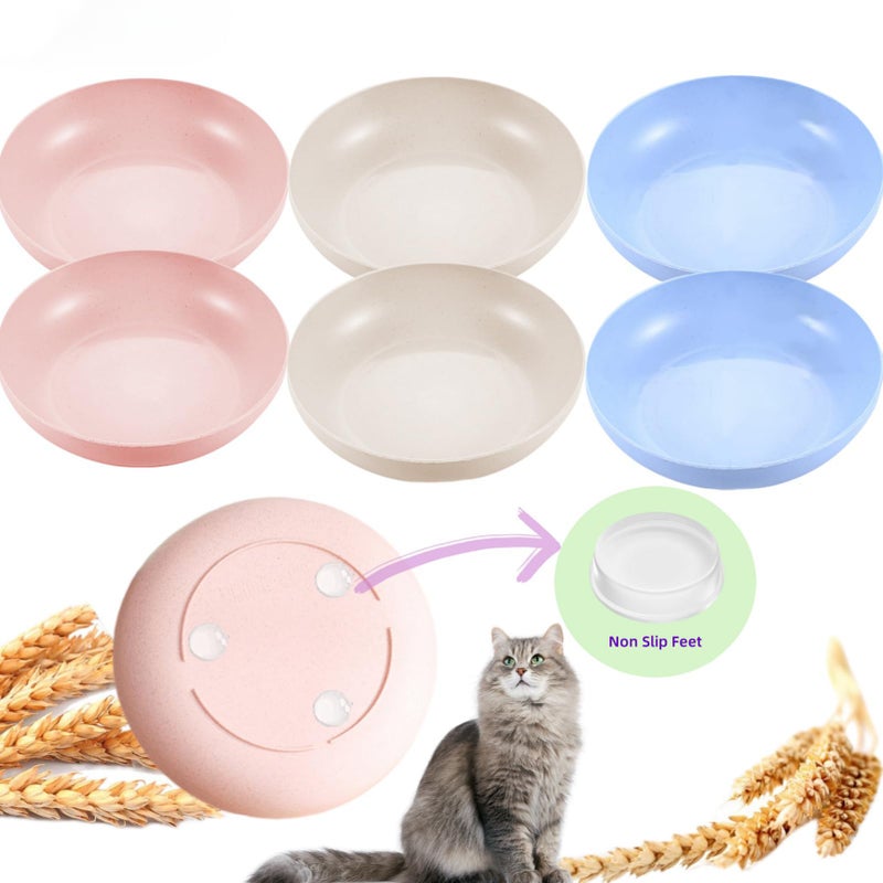 ZYUTONG 6-Pack Cat Food Bowl with Non-Slip Feet, Whisker Fatigue Cat Dishes for Food, Plastic Cats Bowls Set for Multi-Cats Homes, 5.5" Wide Shallow Relief Kitten Bowls BPA-Free, Dishwasher Safe - Image 1