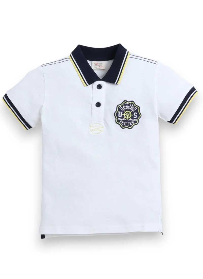 victor and jane Victor & Jane Junior Boys' Polo T-Shirt with Label detail – White colour