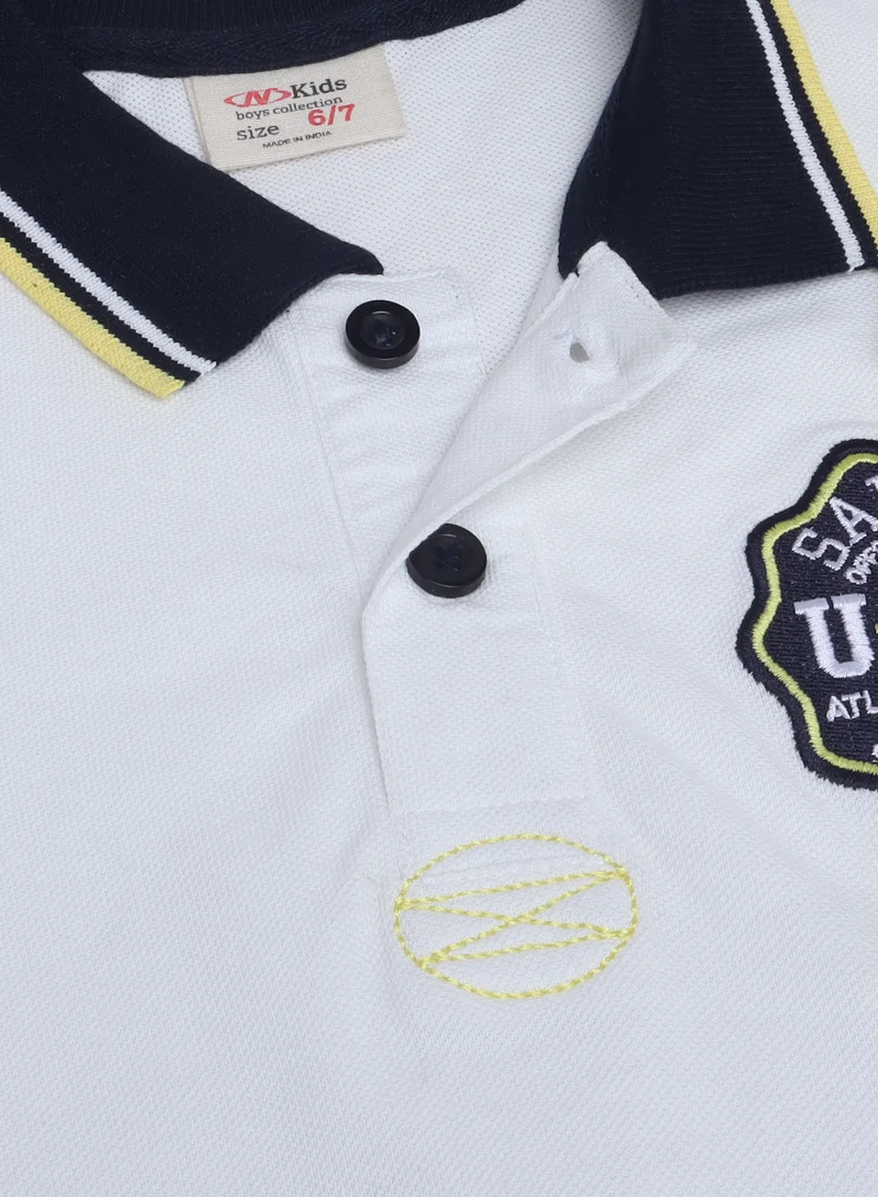 victor and jane Victor & Jane Junior Boys' Polo T-Shirt with Label detail – White colour