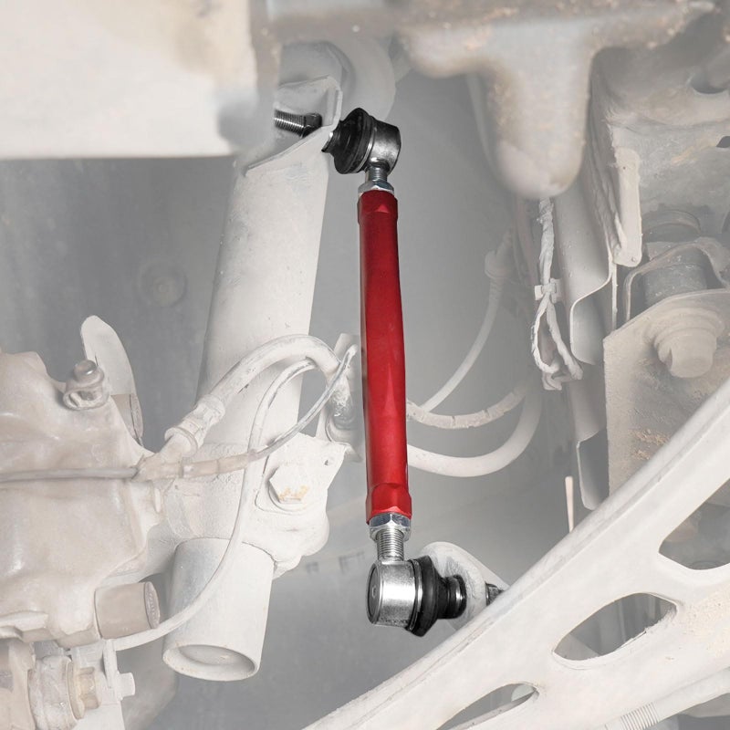Generic Bevinsee Adjustable Front Sway Bar End Link Suspension Kit Compatible with BMW 3 Series E46 1999-2006, Z4 E85/E86 2003-2008, Aluminum Red  - Image 2