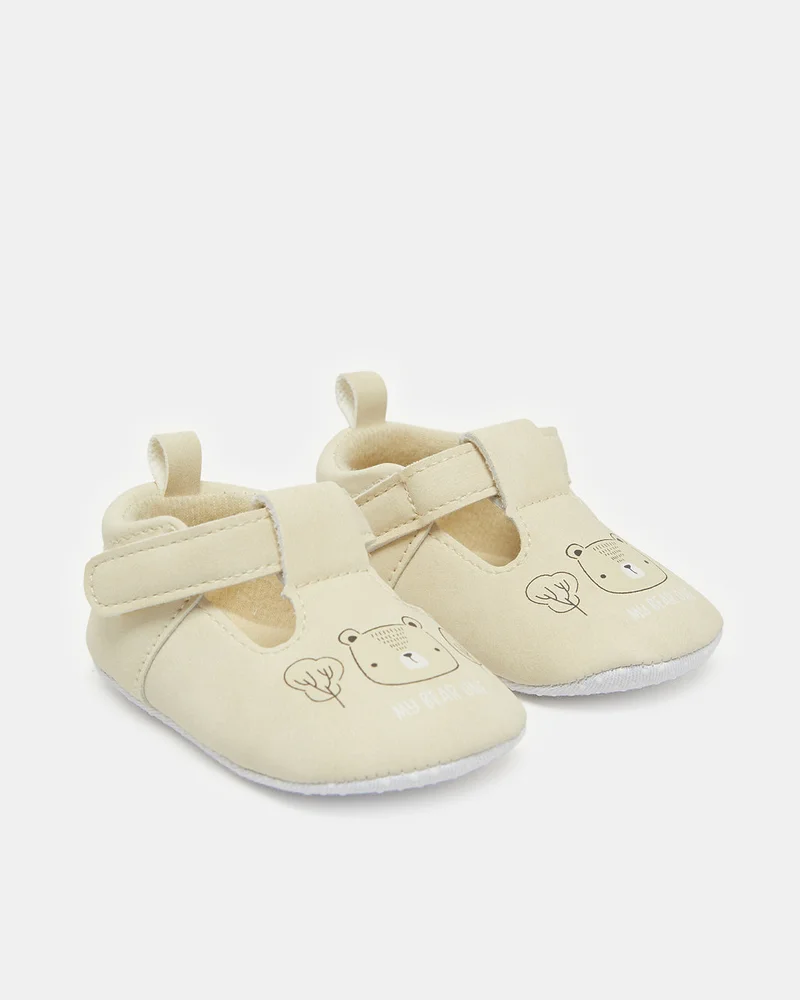 REDTAG Baby Beige Printed Pram Shoes