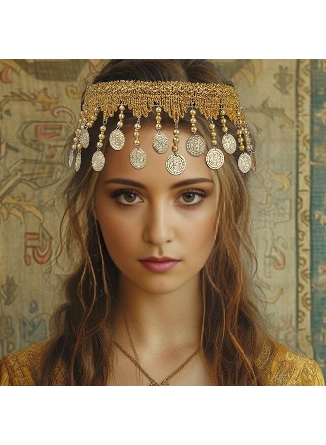 ووي عصابة رأس هندية على شكل عملة ذهبية وقلادة على شكل سلسلة رأس عتيقة وإكسسوارات شعر للجبهة ومهرجانات للنساء - Image 3