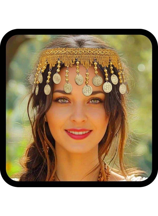 ووي عصابة رأس هندية على شكل عملة ذهبية وقلادة على شكل سلسلة رأس عتيقة وإكسسوارات شعر للجبهة ومهرجانات للنساء - Image 1