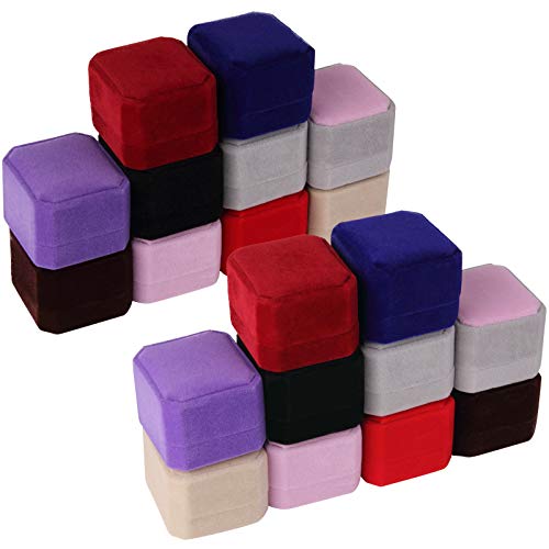 Lamoutor 9Pcs Velvet Ring Box Earring Box Jewelry Gift Box Assorted Color - Image 2