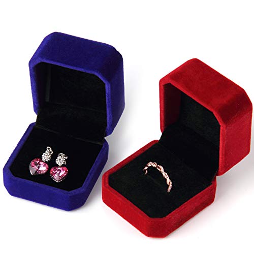 Lamoutor 9Pcs Velvet Ring Box Earring Box Jewelry Gift Box Assorted Color - Image 4