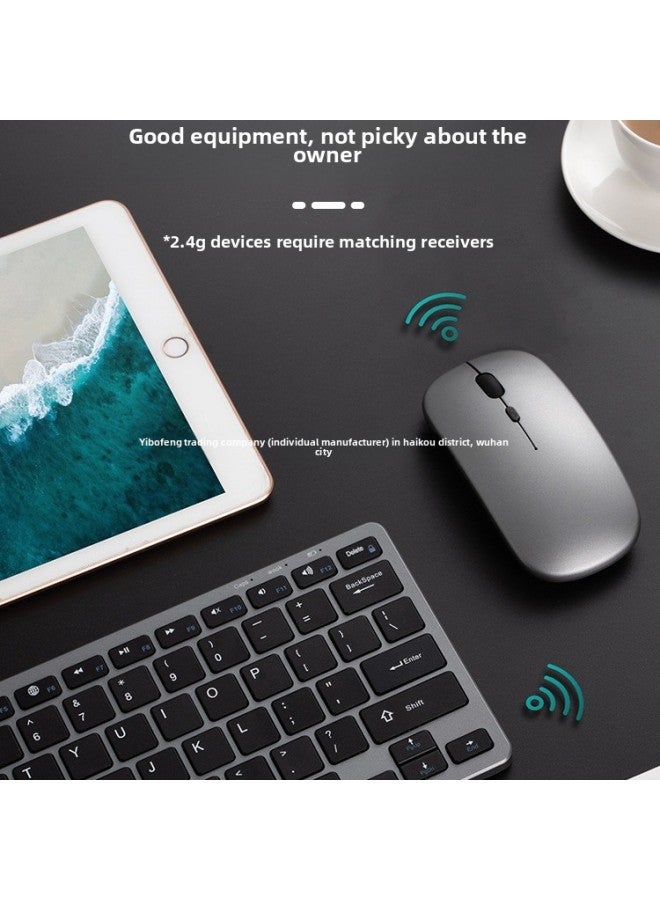 Wireless Keyboard And Mouse Suit Bluetooth Laptop Tablet For Girls Office Quiet Silent Charging Keyboard And Mouse-Color:Brand Scissor Feet - Rose Gold [short Style - Keyboard And Mouse Set] Smart Three-mode + Rechargeable + Button Mute + Keyboard Membrane + Mouse Pad - No - Official Standard  - Image 3