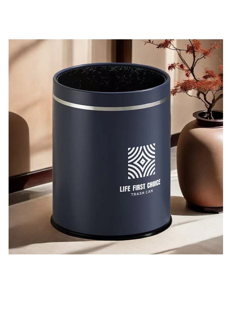 Generic Kitchen Garbage Bin, Bathroom Wastebasket, Plastic Large capacity Trash Can, Living Room Kitchen Bathroom Round Waste Bin, Air Pressure Adsorption (Blue, 16L)  - Image 1