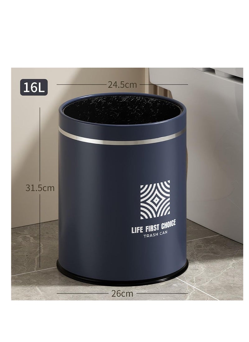 Generic Kitchen Garbage Bin, Bathroom Wastebasket, Plastic Large capacity Trash Can, Living Room Kitchen Bathroom Round Waste Bin, Air Pressure Adsorption (Blue, 16L)  - Image 2
