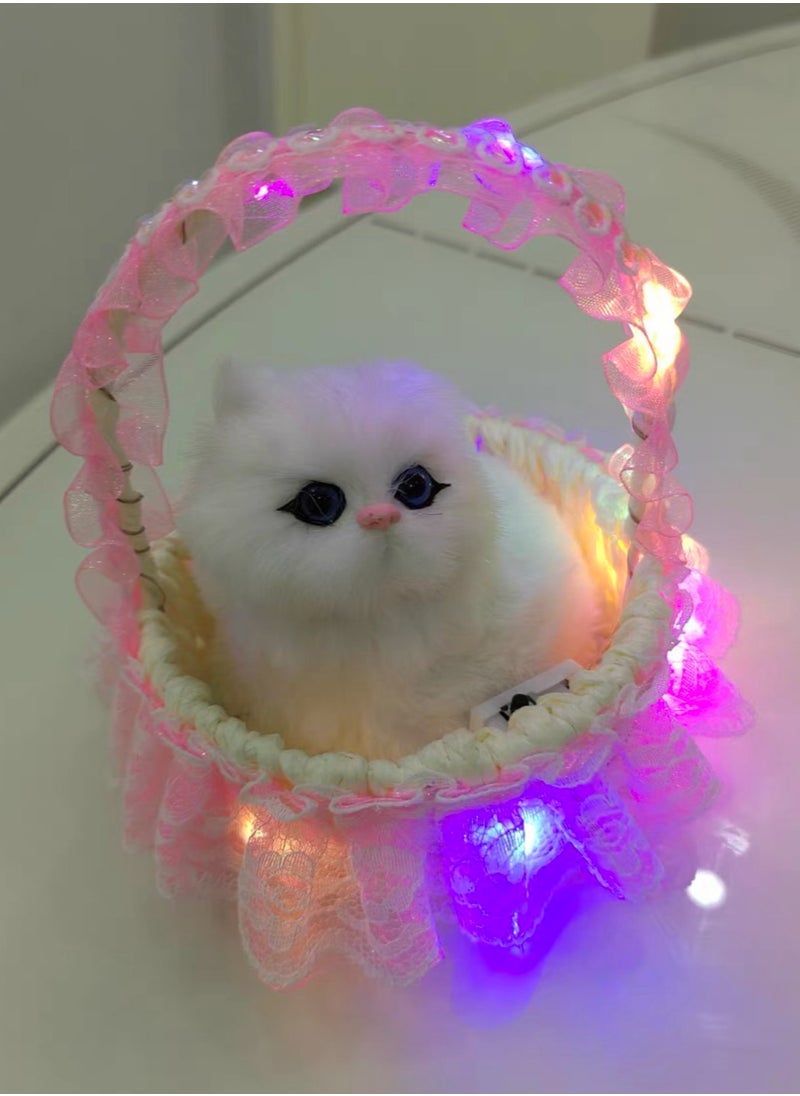 Luminous simulation cat, lace hanging basket cat animal model ornament, creative toy, children's toy  - Image 3