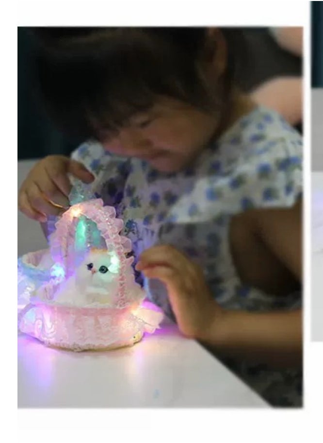 Luminous simulation cat, lace hanging basket cat animal model ornament, creative toy, children's toy  - Image 5