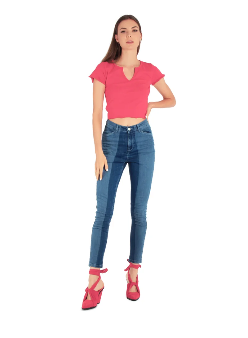 London Rag Dark Blue Block Two Skinny Jeans Pants