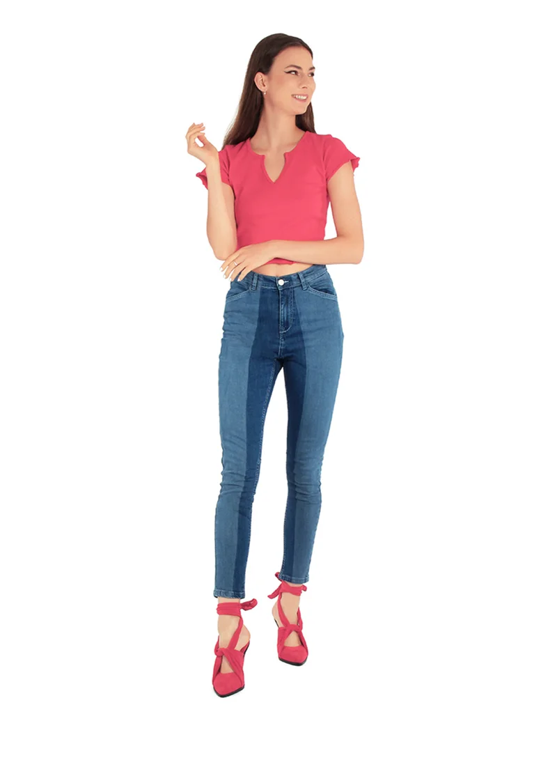 London Rag Dark Blue Block Two Skinny Jeans Pants