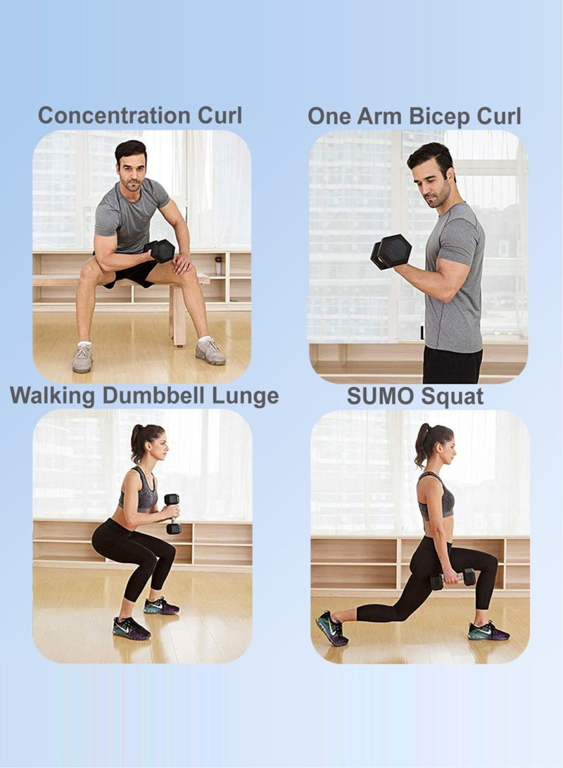 سكاي لاند دمبل سداسي من الحديد الزهر المطلي بالمطاط بوزن 4 كجم*2 للتمارين الاحترافية | دمبل يدوي ممتاز | معدات تدريب القوة | تمرين الجسم بالكامل - Image 5