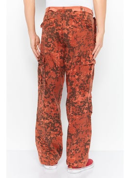 DIESEL Men Regular Fit Camouflage Cargo Pants, Rust Combo  - Image 4