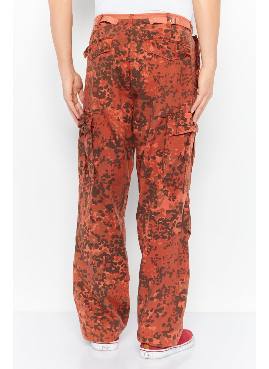 DIESEL - Men Regular Fit Camouflage Cargo Pants, Rust Combo - Image 1