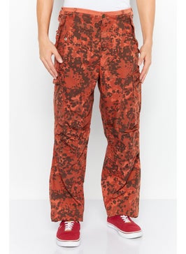 DIESEL Men Regular Fit Camouflage Cargo Pants, Rust Combo  - Image 1