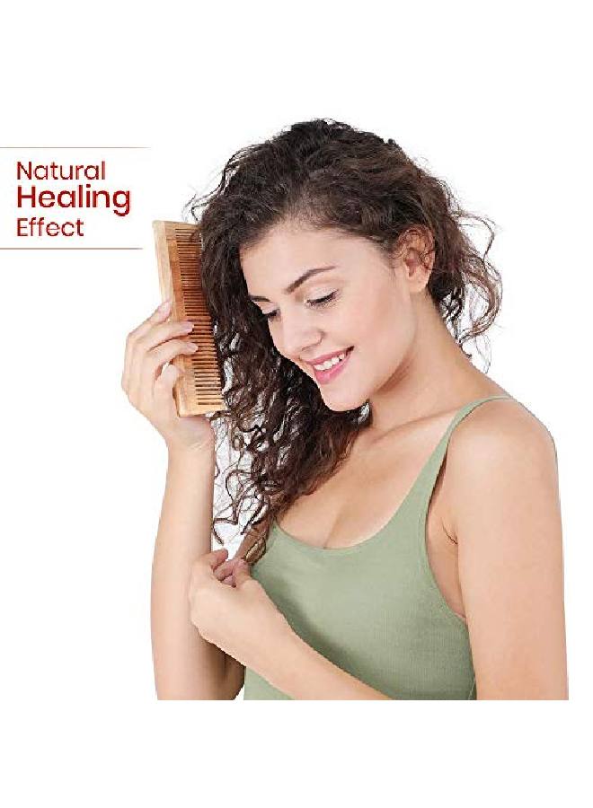 SoulGenie Healthandyoga(Tm) Handcrafted Neem Wood Comb Nonstatic And Ecofriendly Great For Scalp And Hair Health 7 Inch Coarsefine Combo Toothed - Image 3