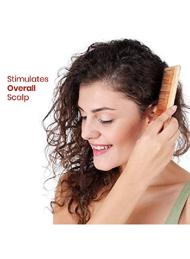 SoulGenie Healthandyoga(Tm) Handcrafted Neem Wood Comb Nonstatic And Ecofriendly Great For Scalp And Hair Health 7 Inch Coarsefine Combo Toothed - Image 5