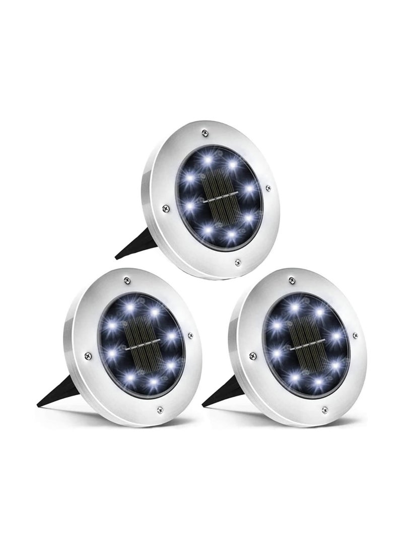 Solar Powered LED Outdoor Ground Lights, IP65 Dust and Waterproof, for Landscape, Garden, Yard, Pathway Lighting, 8 Lights (White) (3) - Image 1