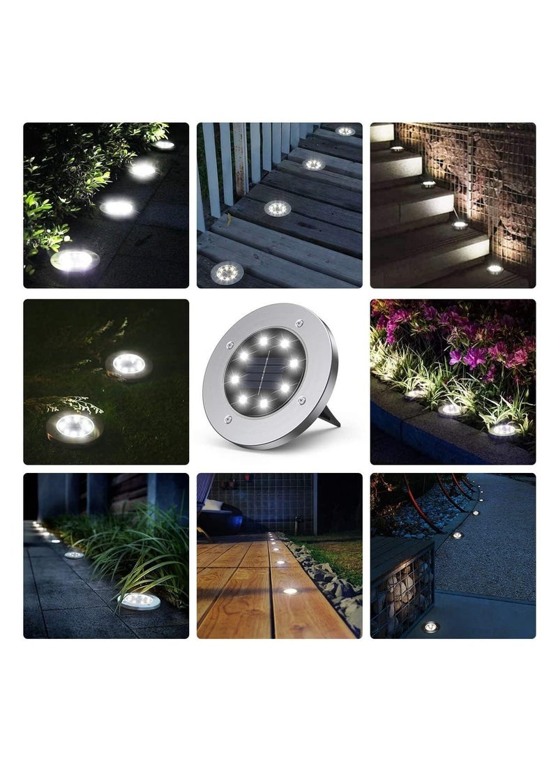 Solar Powered LED Outdoor Ground Lights, IP65 Dust and Waterproof, for Landscape, Garden, Yard, Pathway Lighting, 8 Lights (White) (3) - Image 2
