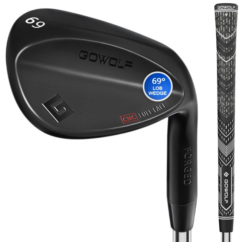 Gowolf 69 Degree Wedge Right Hand Forged Golf Wedges Full Face for Men Premium Gap Wedges Sand Wedge Lob Wedge Golf Club for Men Great Golf Gifts CNC Milled Face for More Spin Black 69 Degree - Image 2