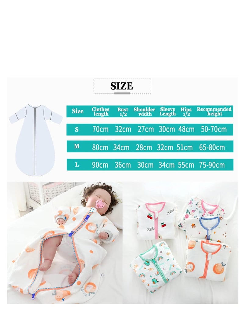 Rightsure 0.5 TOG Baby Sleeping Bag, 100% Cotton Baby Sleeping Bag, Double Zipper Gauze Baby Sleeping Bag Long Sleeve, Baby Wearable Blanket for Babies 0-24 Months (Orange Bear, M)  - Image 4