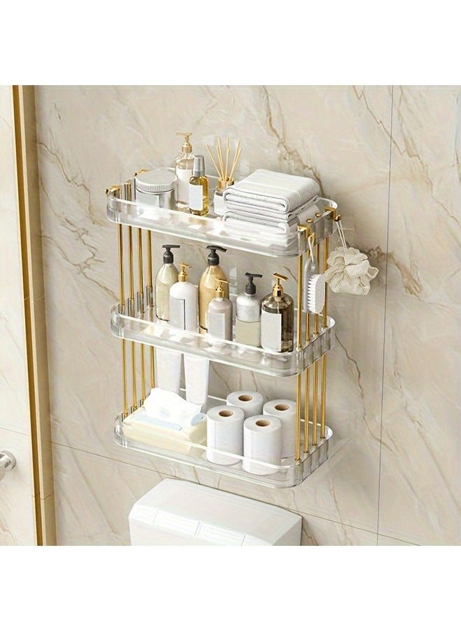 3-Tier Wall Mounted Bathroom Shelf with Hooks Adhesive Shower Organizer Bathroom Caddy Large Capacity Shower Rack for Bathroom Toilet Kitchen - pzsku/ZF5566FE0C2540248F7C1Z/45/_/1715108751/4569f34c-10bd-4298-ac52-1f83c24add5f