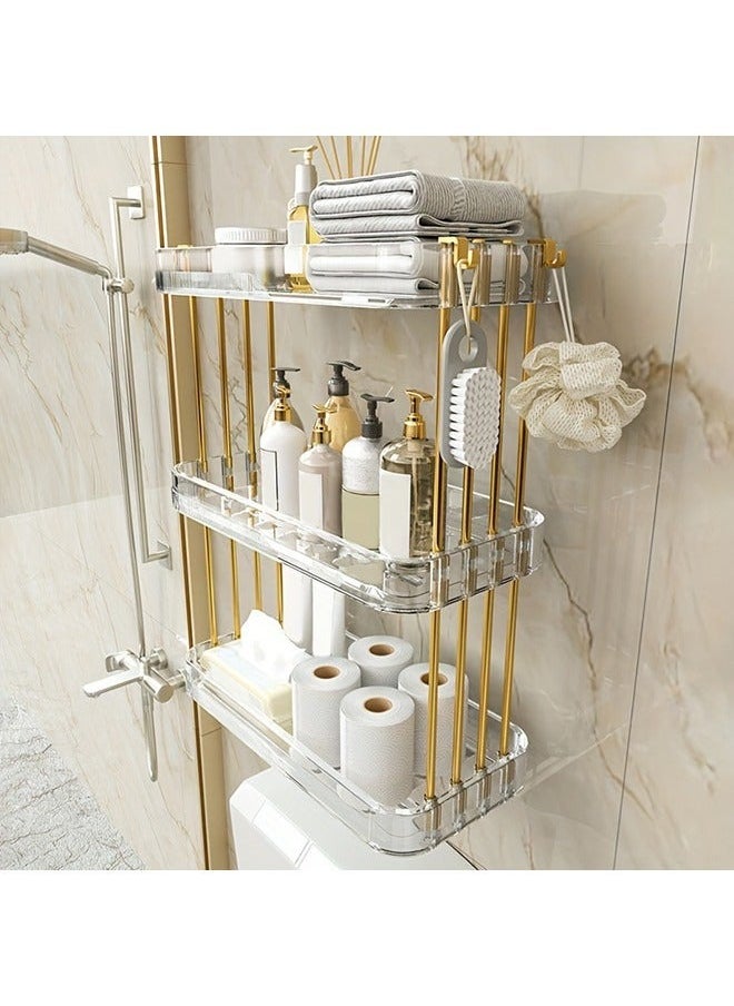 3-Tier Wall Mounted Bathroom Shelf with Hooks Adhesive Shower Organizer Bathroom Caddy Large Capacity Shower Rack for Bathroom Toilet Kitchen - pzsku/ZF5566FE0C2540248F7C1Z/45/_/1715108792/4778086c-9347-4f6d-b8ac-cffed2145e46