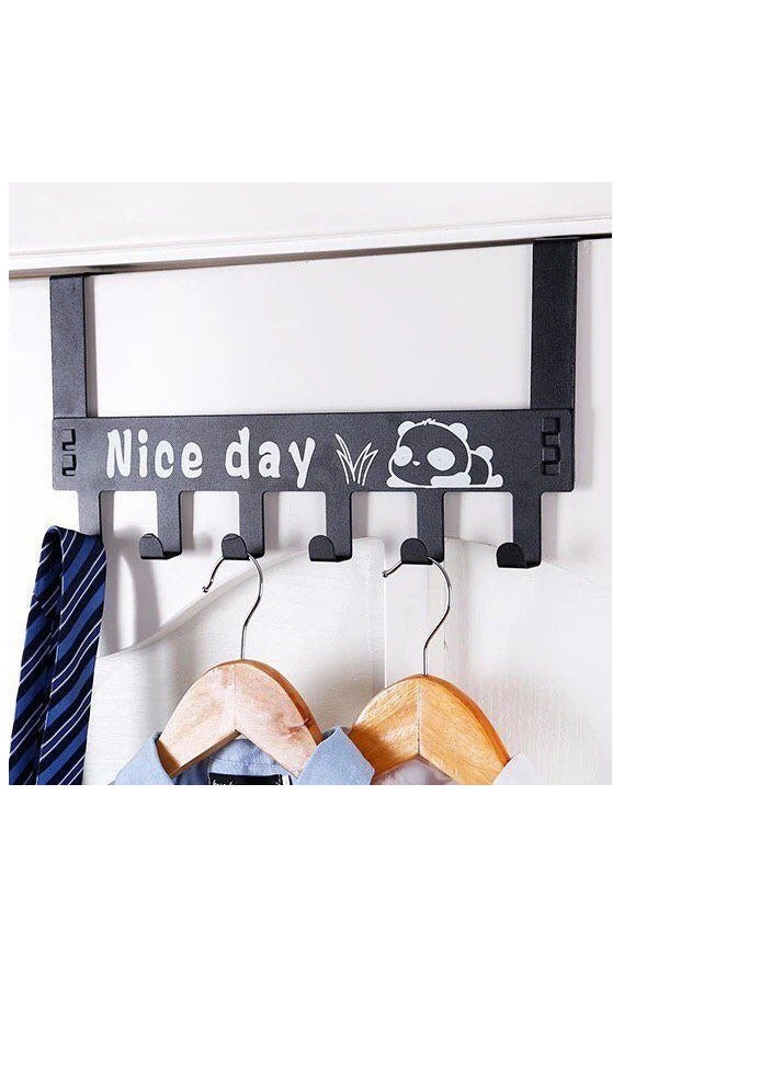 Metal Hanger with 6 Hooks for Wardrobe Door or Room Door - No Nails Needed! Heavy-duty design with elegant color and strong material for durability W
