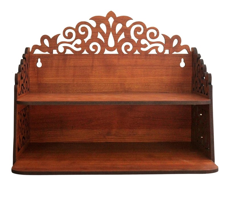 BerryBox Wood Hand Crafted Om Pattern Home Temple for Puja Temple for Home and Office l Puja Mandir l Wooden Mandir l Puja Shelve | Puja Stand (Design 6) - Image 5