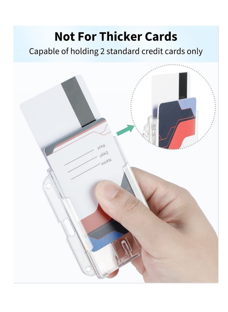SOLARAE حامي بطاقات، حامل شارة أفقي لبطاقتين مع فتحة للإبهام، غلاف شفاف صلب من مادة PC لحماية بطاقات الهوية، بطاقات الائتمان، رخص القيادة والتصاريح - Image 2