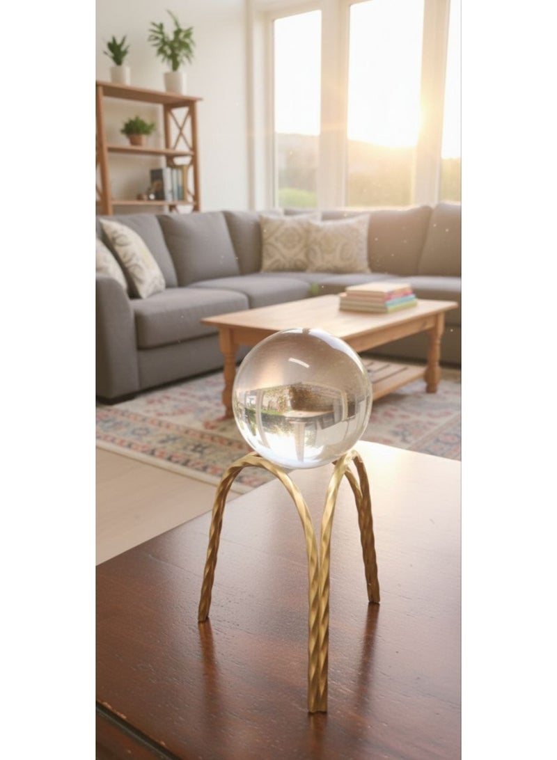 20cm crystal ball decoration on a metal stand