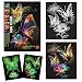 KSIWRE 4 Sheets Scratch Art for Adults TeensBeautiful Night View Scratch PaintingGlow in The Dark Rainbow Scratch PaperButterfly - Image 2