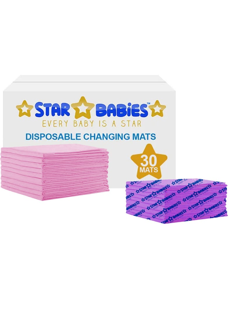 STAR BABiES Disposable Changing Mats Large 45 X 60Cm Pack Of 30 Pink - Image 1