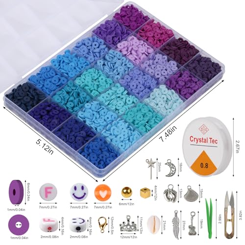XSEINO 37300+ Pcs Clay Beads Bracelet Making Kit,8 Boxes 180 Colors Friendship Charms Kit Flat Polymer Heishi Beads with Rich Jewelry Making Accessories for Crafts Christmas Gifts - Image 4