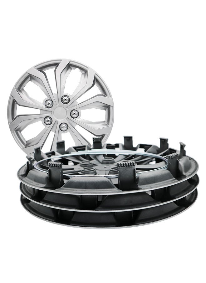 EMTC Pack of 4 EM-3138 Taiwan Wheel Cover | 15" Inch | Silver Universal Nested Style  - Image 3