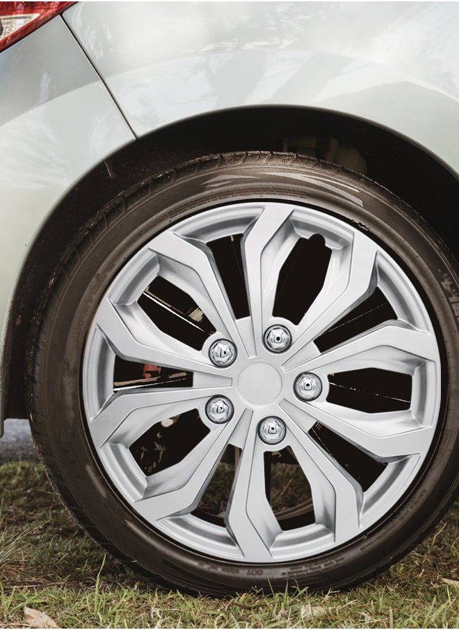 EMTC Pack of 4 EM-3138 Taiwan Wheel Cover | 15" Inch | Silver Universal Nested Style  - Image 4