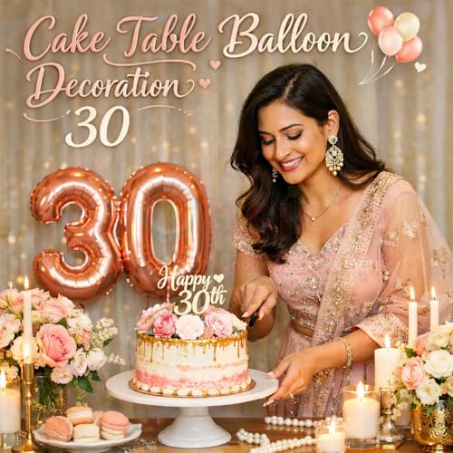 Propsicle Rose Gold Number 30 Foil Balloons 16 Inch - (Pack of 2) Thirty Birthday Decoration, 30th Anniversary, Milestone Party Backdrop, Props for Photos, Cake Table, Home or Hall Décor - Image 5