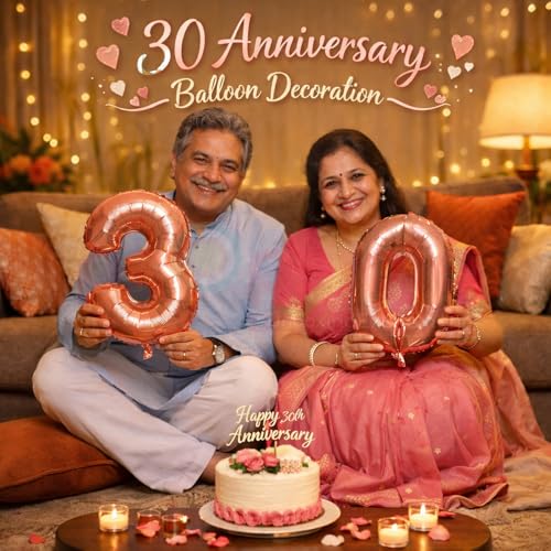 Propsicle Rose Gold Number 30 Foil Balloons 16 Inch - (Pack of 2) Thirty Birthday Decoration, 30th Anniversary, Milestone Party Backdrop, Props for Photos, Cake Table, Home or Hall Décor - Image 4