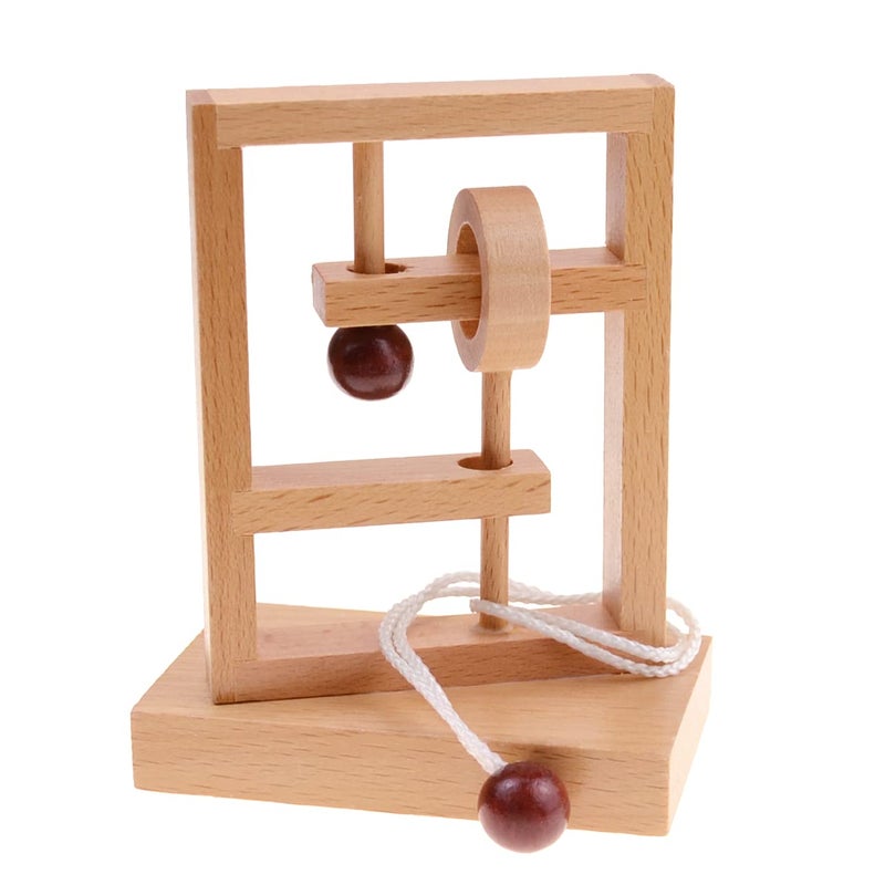 KINGOU 4 Pack Classic Wooden Rope Puzzle Set Ring Puzzles String Solution Central Brain Teaser for Adults/Kids Game - Image 5