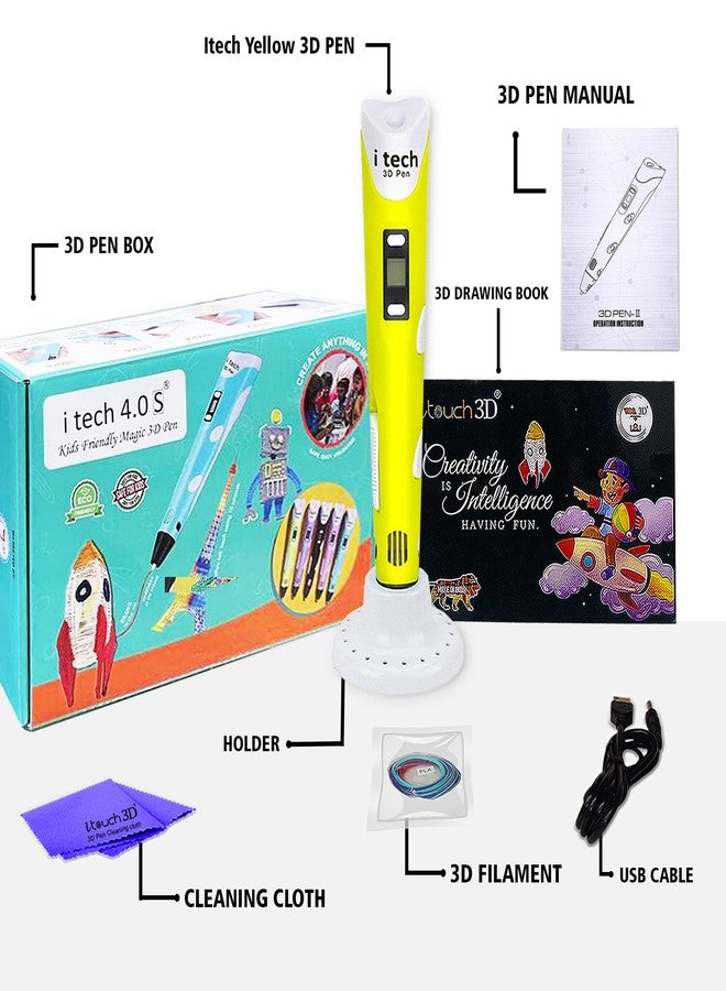 WOL 3D WOL3D Itech (Yellow) Magic 3D Pen for 3D Printing with Speed Control, Advanced Temperature Regulation, OLED Display & Ergonomic Design – Compatible with variety of Filaments for Creative DIY, Art. - Image 2