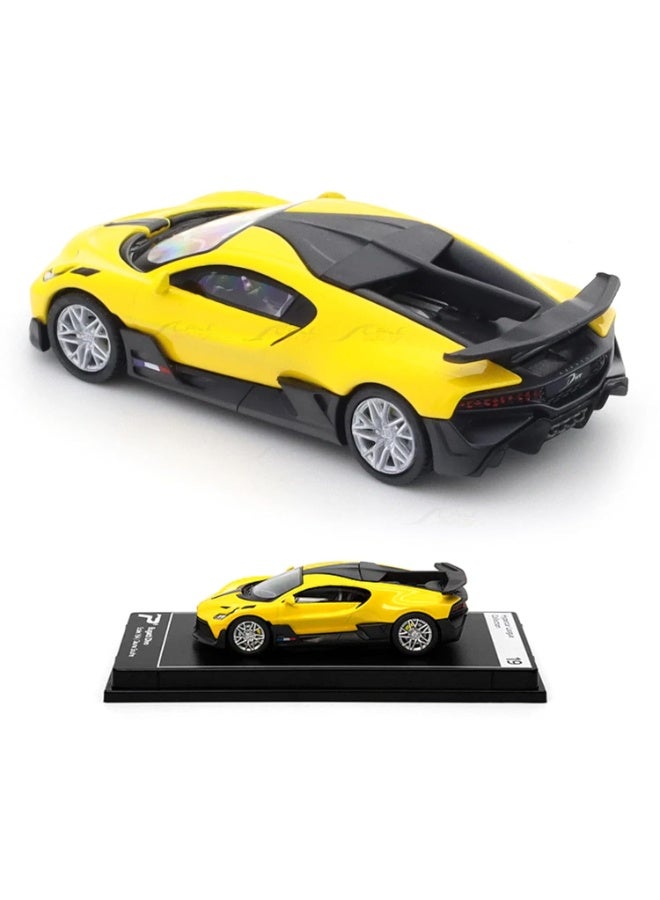 PosterCars 1:64 Scale Bugatti Divo Jaune Soufre Yellow Hypercar – League Collection No. 19 Diecast Model Car - Image 2