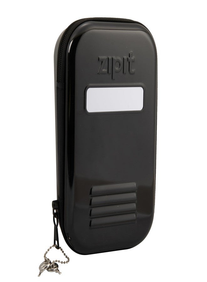 ZIPIT Lock Pencil Case for Kids | Lockable Tin Box for School and Office | Black Pencil Box | Large Capacity Pencil Pouch (Black) - Image 1